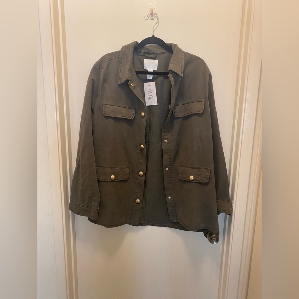 H&M Khaki Utility Jacket with Gold Buttons